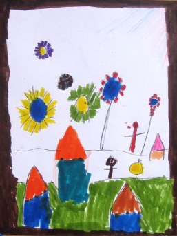 Drawing of homes from Sele Enat Orphanage